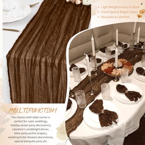 Brown Cheesecloth Table Runner Set - 4 Pack, 17x108 Inches