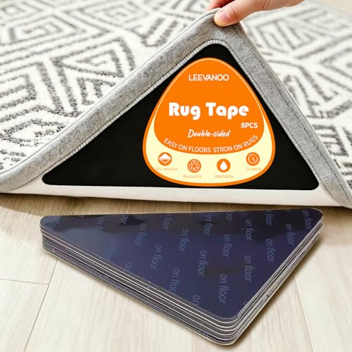 8PCS Triangle Non-Slip Rug Tape for Hardwood & Tile Floors