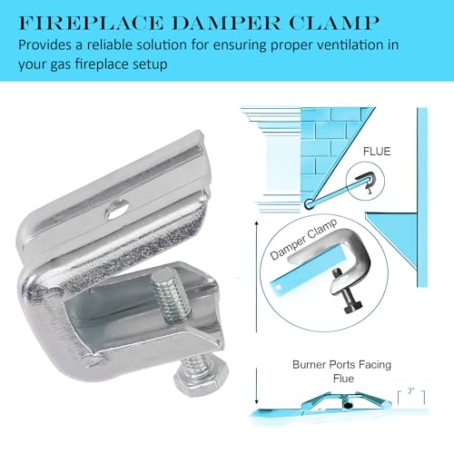 Fireplace Damper Clamp for Gas Logs - Universal Stainless Steel 2-Pack