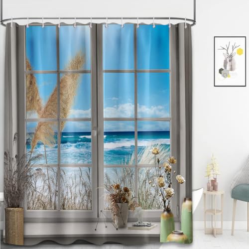 Beach Coastal Ocean Shower Curtain 70"W x 78"L - Yieldeer
