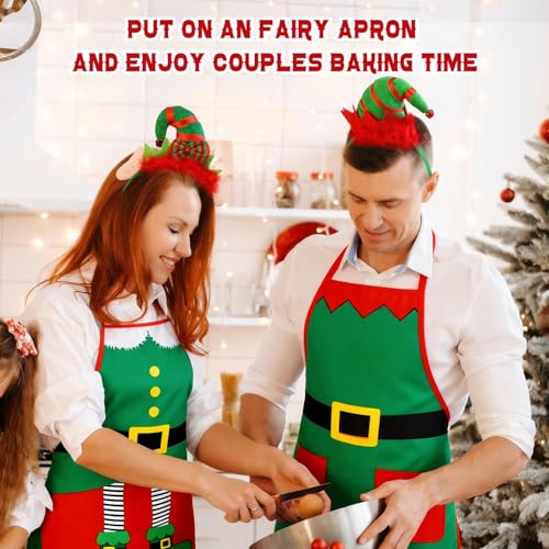Christmas Elf Apron and Headbands Set - Xmas Elf Costume for Adults Women - 20 / Elf Variation