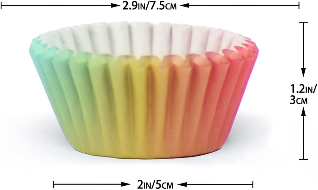 Qiqee Cupcake Liners - 300-Count Food Grade Baking Cups with Gradient Design | Perfect for Parties