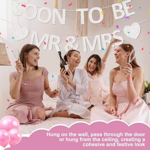 Pre-Strung Mr & Mrs Glitter Banner - Engagement & Bridal Shower Decor