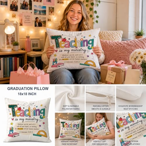 Teaching Throw Pillow Cover 18x18 Inch - Christian Gifts for Teachers