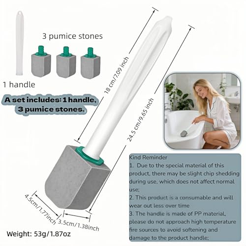 Long Handle Pumice Stone Toilet Cleaner Set for Hard Water Stains