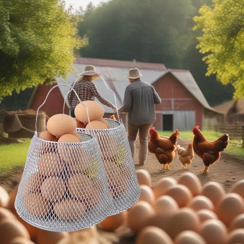 ROLUXENTIA Collapsible Metal Egg Basket - 20-25 Egg Capacity, Hanging & Portable Storage