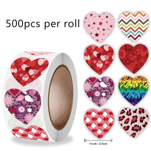 500 Valentine's Day Heart Stickers for Crafting & Decor