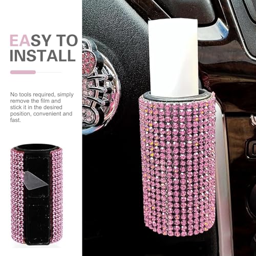 Hugwits Bling Car Lipstick Holder - Pink Rhinestone Self-Adhesive Stand