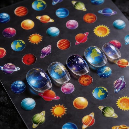 IDDFEVE Galaxy Planet Nail Stickers Self-Adhesive Celestial Space Art Decals 2 Sheets
