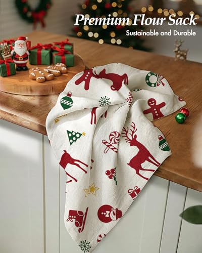 Miss Adola Antler Christmas Flour Sack Kitchen Towels - 18x26 Inch 2-Pack