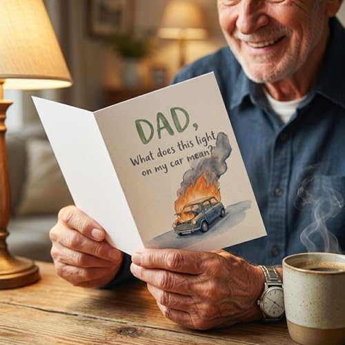 Funny Dad Birthday Card - Hilarious Car Joke for Dad | White