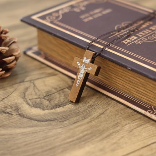 4-Piece Natural Wooden Cross Necklaces for Men & Women