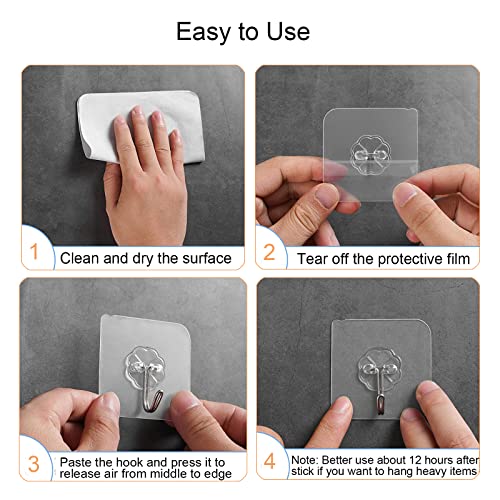 20 Heavy Duty Adhesive Hooks for Hanging - Strong Wall & Ceiling Hooks