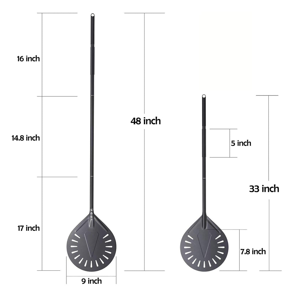 NUTUNI 12 Inch + 9 Inch Pizza Peel Set, Perforated Pizza Turning Peel, 12" x 14" Professional Aluminum Pizza Paddle for Homemade Pizza, Pizza Oven Accessories