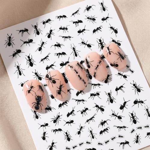 IDDFEVE Realistic Ant Nail Stickers - 2 Sheets Black Insect Decals