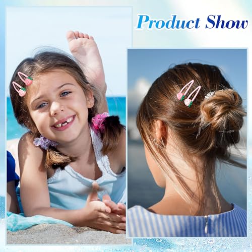 PAGOW 4 Pcs Strawberry Hair Clips Y2K Pink Cute Hair Barrettes