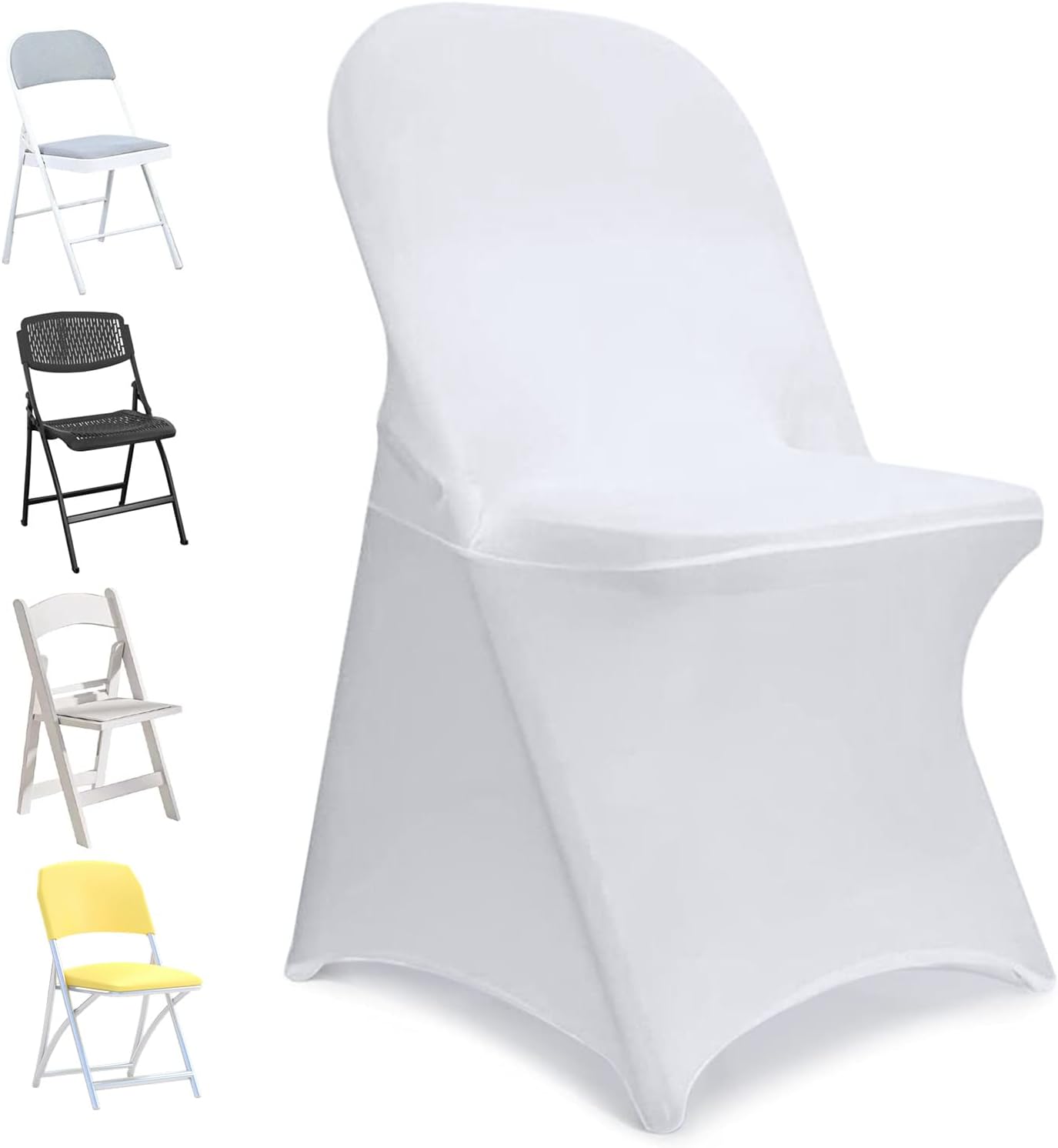 Stretch Spandex Folding Chair Covers - 30 PCS Durable White Machine Washable Covers for Weddings & Events