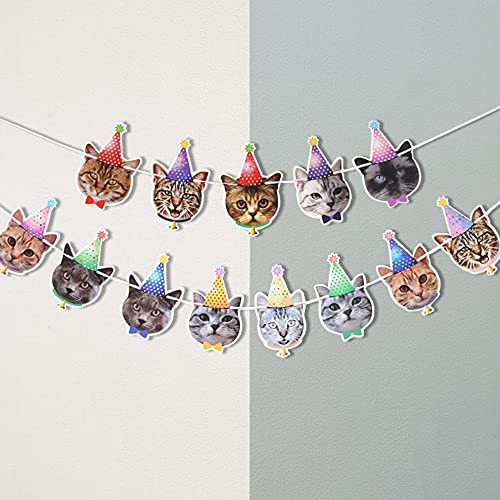 Cat Face Hanging Bunting Banner for Birthday Party Princess Decor