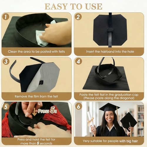 Zeyoy Graduation Cap Headband Insert - Adjustable Anti-Fall Hair Band