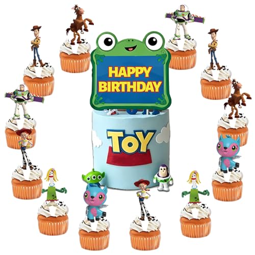 Movie Character Birthday Cake Topper Set - 13-Piece Cartoon Party Decor