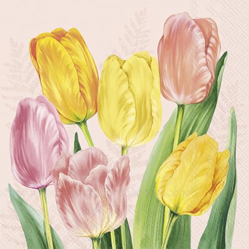 IHR Ideal Home Range 3-Ply Cocktail Napkins, 20-Count, Spring Tulips