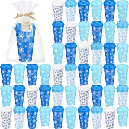 72-Piece Christmas Snowflakes Plastic Tumbler Gift Set - 16oz Bulk Holiday Drinkware