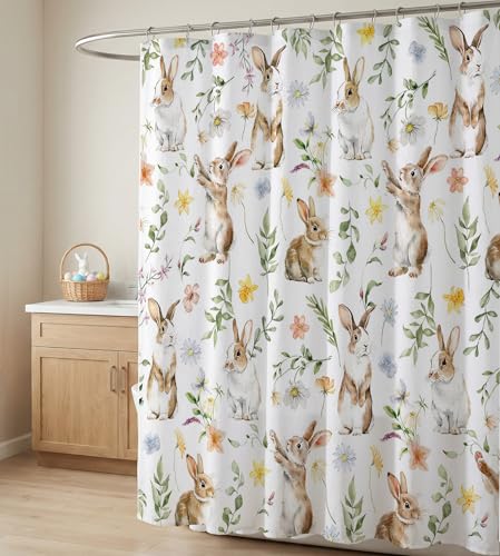Easter Bunny Shower Curtain, 71x71 inch Waterproof Bathroom Decor