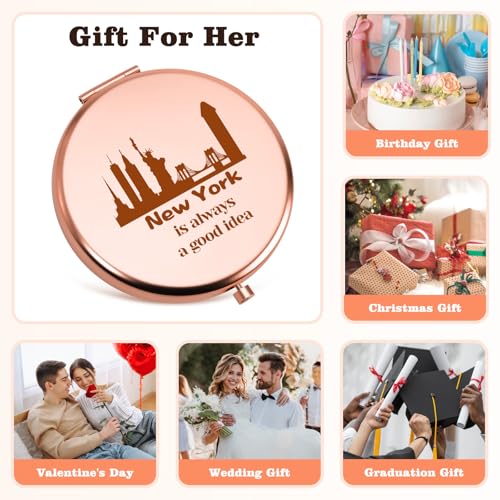 New York Souvenir Compact Mirror - Double-Sided Travel Makeup Mirror
