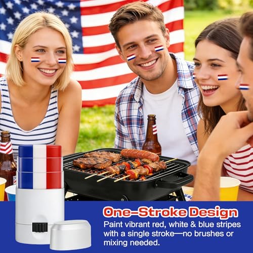 Allyix Red White and Blue Face Paint Sticks with USA Flag Tattoos