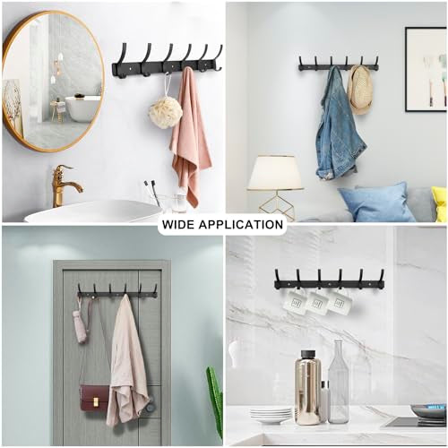 ZGELIN Wall Mounted Coat Rack with 6 Hooks - Sturdy Black Metal Hanger