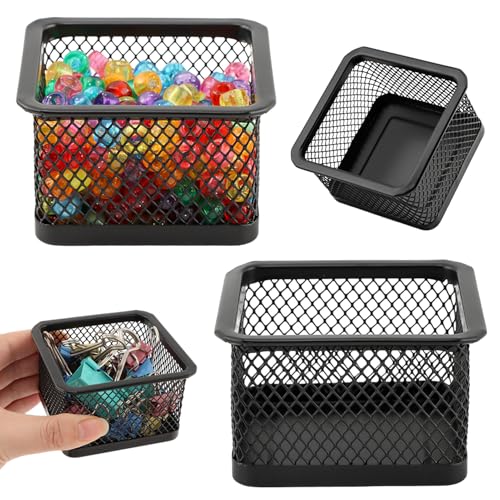 Quivorant Square Mesh Paper Clip Holder Stackable Desk Organizer Black