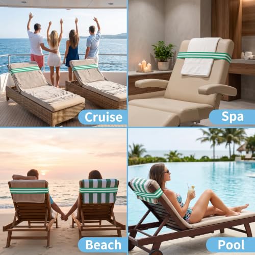 Acinnox Beach Towel Bands for Cruise Chairs, 4-Pack Elastic Straps