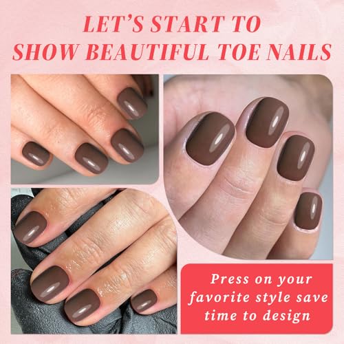 Bellelfin Short Square Press On Nails - 120Pcs Brown Acrylic False Nails Kit