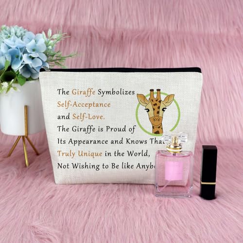 Sfodiary Giraffe Makeup Bag - Linen Cosmetic Pouch & Inspirational Gift