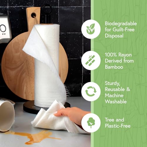 Jenvita Reusable Bamboo Paper Towels - 1 Roll, 20 Washable Sheets