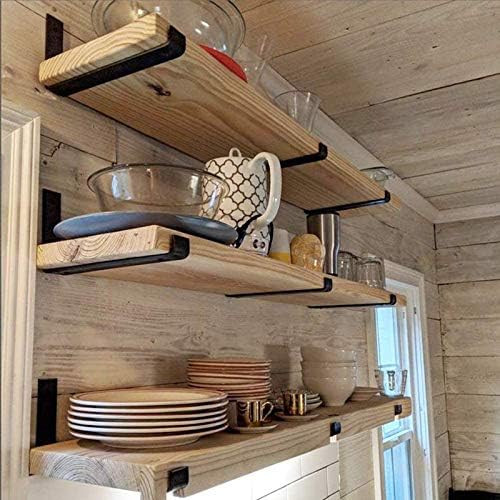 Shelf Bracket, Heavy Duty Floating Shelf Brackets 10-Inch Long, 8-Pack Brackets for Shelves, Black Coated J Shape Metal Wall Shelf Support Brackets with 1/5-Inch Thick and 160 lb. Load Capacity