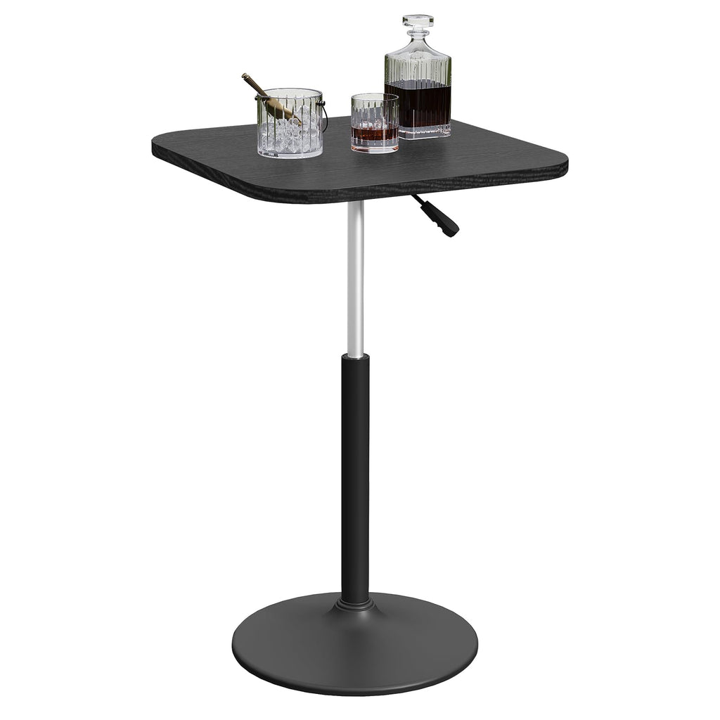 MAHANCRIS Bar Table, Height-Adjustable Pub Table 26.8-36.2 Inches, Cocktail Table with Base, Counter Height Tables for Small Space, Easy to Assemble, Black BTHB5501