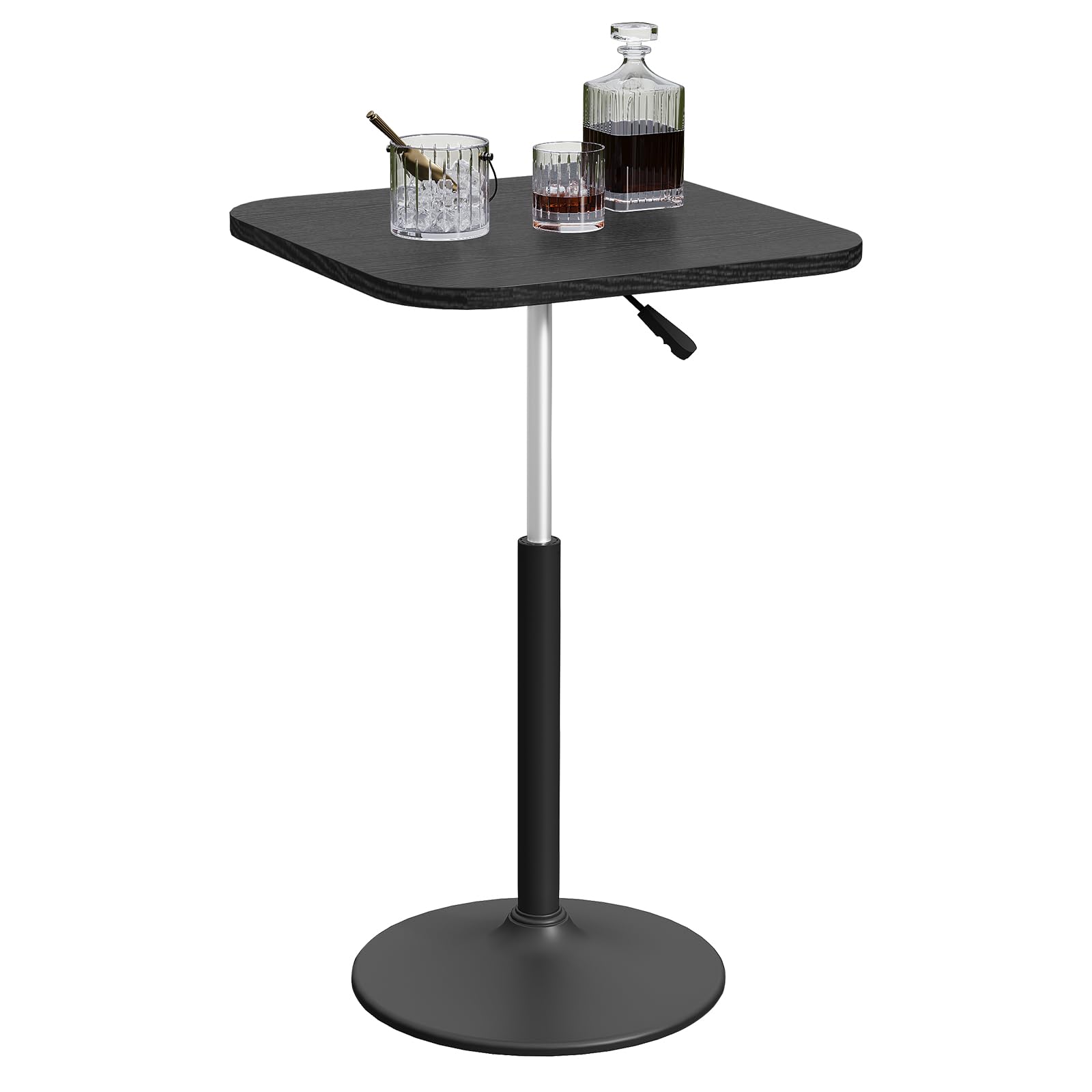 MAHANCRIS Bar Table, Height-Adjustable Pub Table 26.8-36.2 Inches, Cocktail Table with Base, Counter Height Tables for Small Space, Easy to Assemble, Black BTHB5501