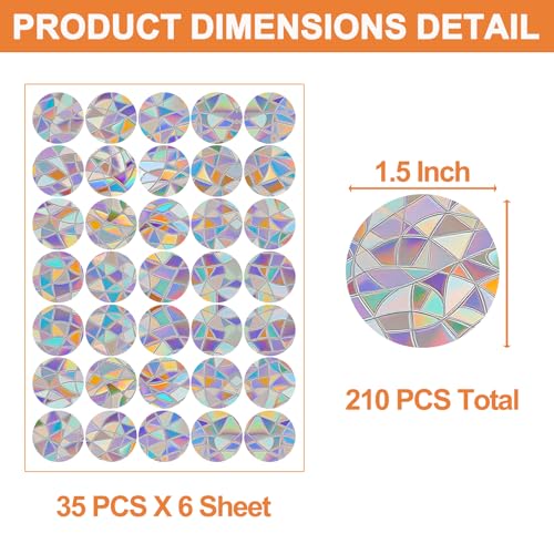 Tsocent 210 PCS Round Suncatcher Window Clings, Rainbow Prism Bird Decals