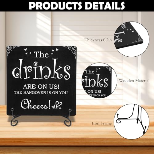 Wooden Bar Sign - Cheers! Drinks on Us Rustic Home & Pub Decor