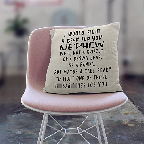 Nephew Gifts Pillow Cover - Funny 18x18 Decorative Cushion Case