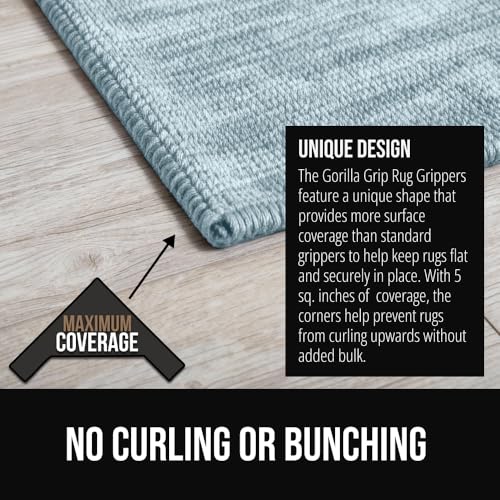 GORILLA GRIP Extra Wide Rug Grippers for Hardwood Floors - 12 Pack Triangular