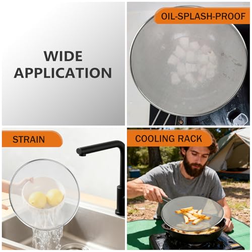 YOLCAR 13-Inch Stainless Steel Splatter Guard for Skillets & Pots