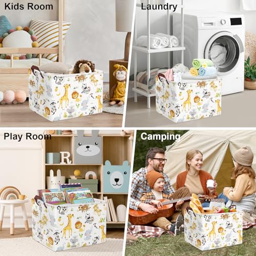 Clastyle Collapsible Jungle Animal Storage Basket for Kids