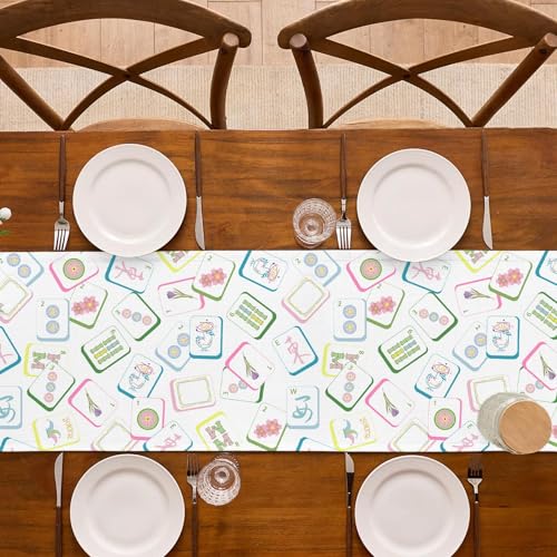 Mahjong Party Table Runner 13" x 72" - Festive Decoration for Game Nights