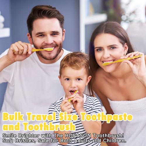 HOFASON Disposable Travel Toothbrush Set with Toothpaste 10 Pack