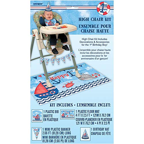 Unique Party Nautical Boys 1st Birthday High Chair Decoration Kit