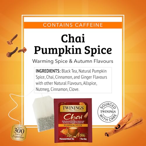 Twinings Pumpkin Spice Chai Black Tea - 20 Individually Wrapped Bags