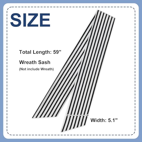 Black Wreath Sash for Front Door - 5.1'' x 59'' Classic Design