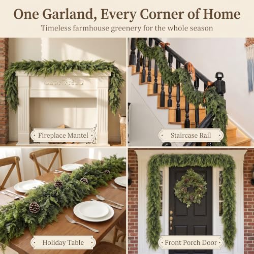 2-Pack 9FT Two-Tone Artificial Cedar Garland for Holiday Decor